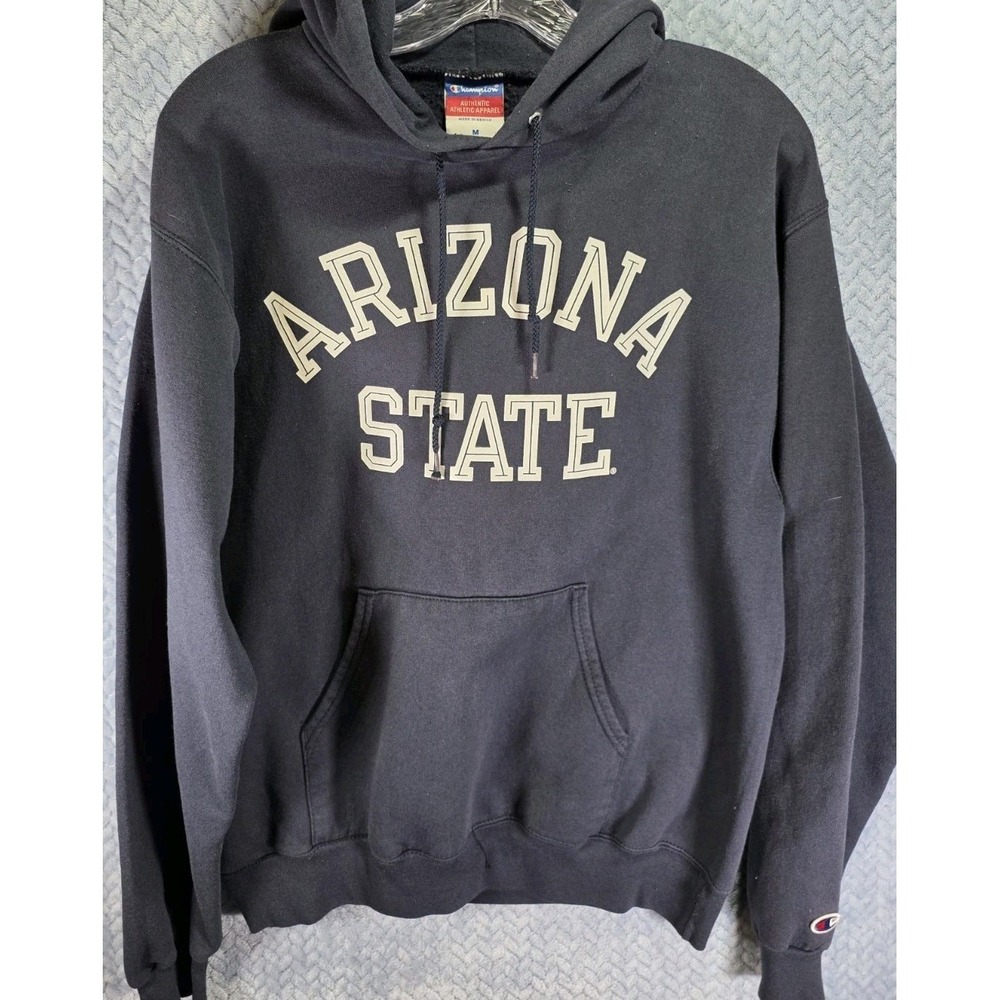 Y2K‎ Champion Arizona State Fleece Hoodie Mens Size Medium Cuffs Fading Dadcore